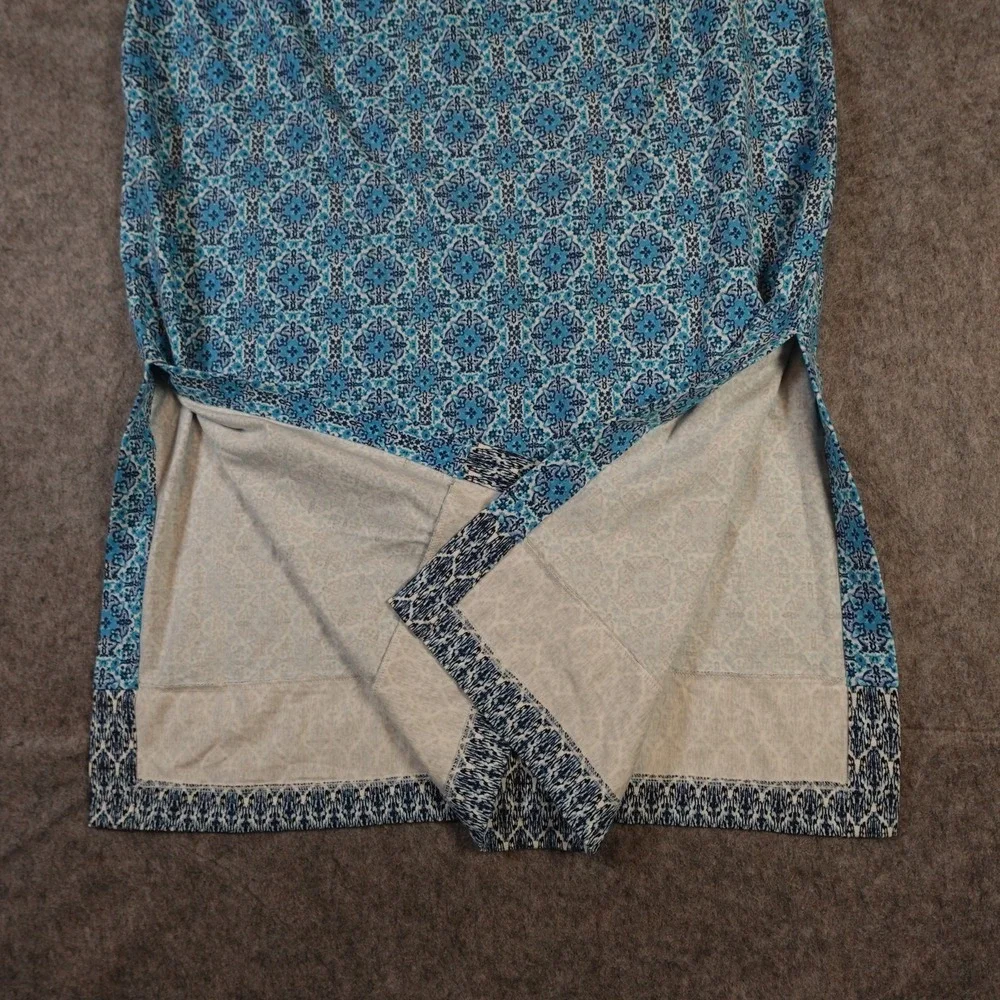 J. Jill Skirt Womens‎ Large Petite Midi Tile Print Blue Pull On Stretch